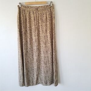 DUE‎ Per Due 100% Silk Tan Brown Chevron Maxi Skirt Size 4P